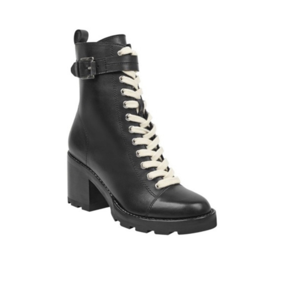 MARC FISHER LTD LACE UP LEATHER COMBAT BOOT SZ 5